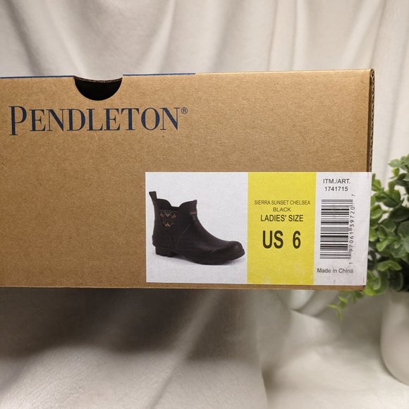 🌸 Pendleton Chelsea Patterned Rainboot Waterproof & Traction Sole Black SIZE 6 - Picture 10 of 16